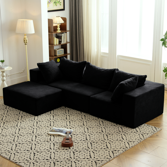 50003-L shaped Cloud Sofa-Black