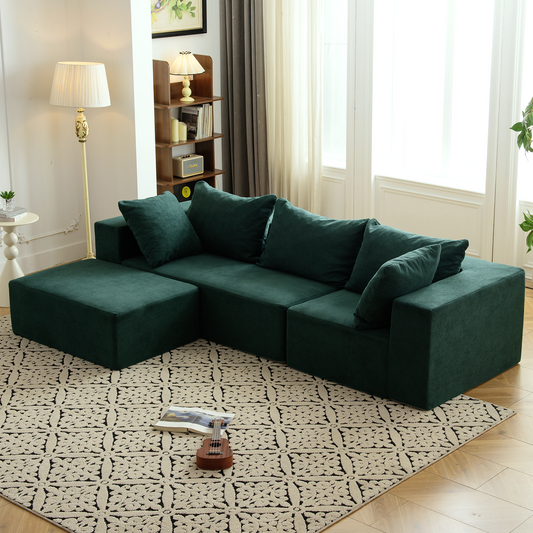 50003-L shaped Cloud Sofa-Green