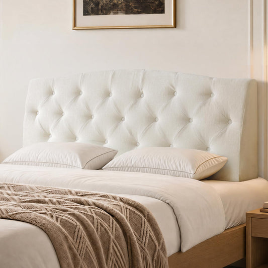 Vamcheer Queen Size Headboard Only-Modern Upholstered Headboard for Bed, Height Adjustable Head Board with High-Density Foam, Luxury Texture Easy Assembly, Cream