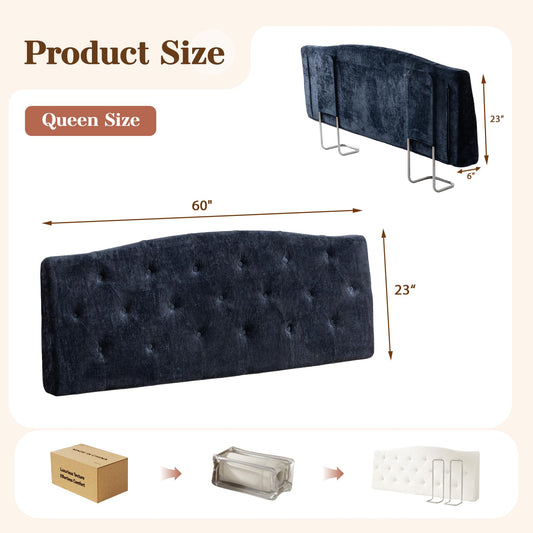 Vamcheer King Size Headboard Only-Modern Upholstered Headboard for Bed, Height Adjustable Head Board with High-Density Foam, Luxury Texture Easy Assembly, Navy Blue