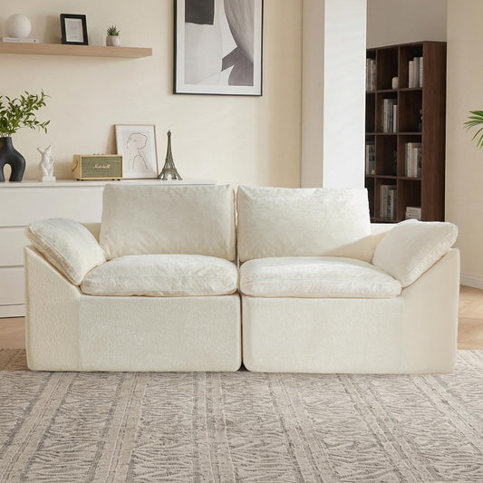 Vamcheer Boneless Loveseat with Ottoman, Cloud Couch Grey 58''x77''x25'' | Ultra comfy memory foam deep seat, modular cloud design with L chaise, no assembly, perfect for living room bedroom office