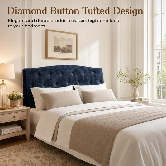 Vamcheer Twin Size Headboard Only-Modern Upholstered Headboard for Bed, Height Adjustable Head Board with High-Density Foam, Luxury Texture Easy Assembly, Navy Blue